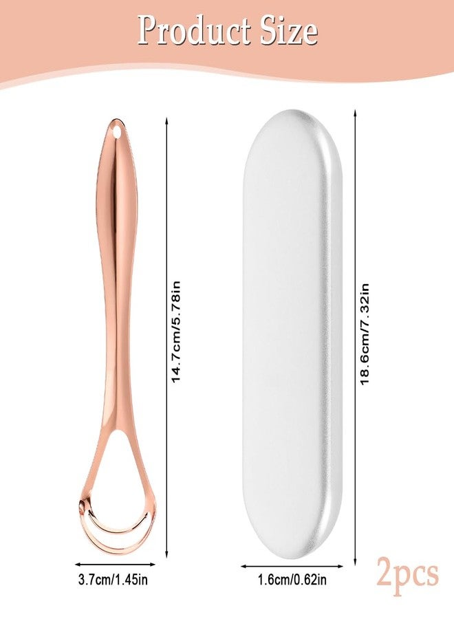 ZIBUYU® Rose Gold Tongue Cleaner for Adults - 2 Pack Stainless Steel Tongue Scraper with Metal Box, Double Layer Design for Effective Bad Breath Removal, 100% BPA-Free - Image 2